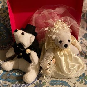 Bride & Groom plush polar bear set bridal shower wedding decorations